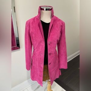 Hot Pink Suede trench coat
